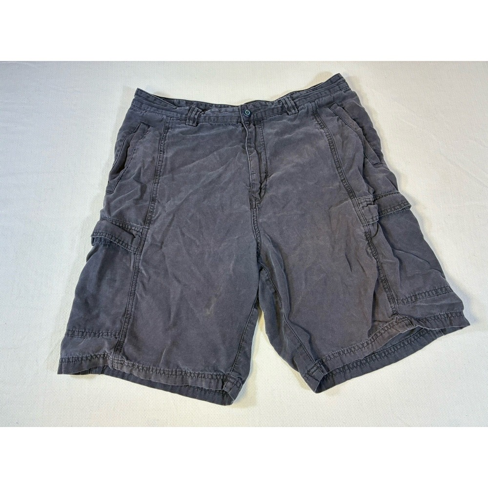 Tommy Bahama Relax Cargo Shorts Mens 35 Grey Tencel Cotton Blend Casual